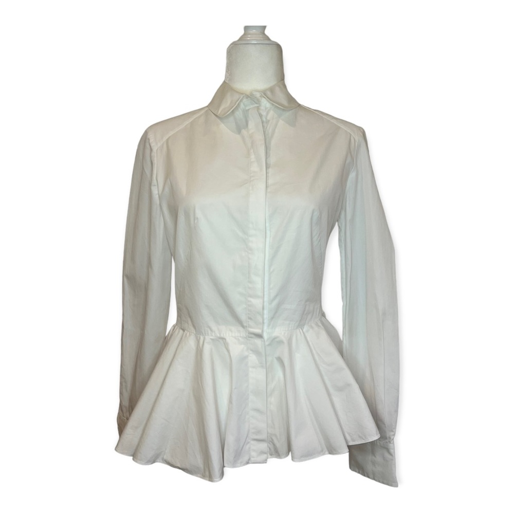 Alexander McQueen White Fitted Peplum Blouse